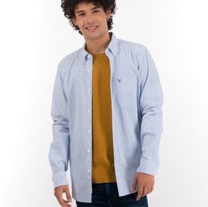AEO Blue Striped Oxford Button-up Shirt